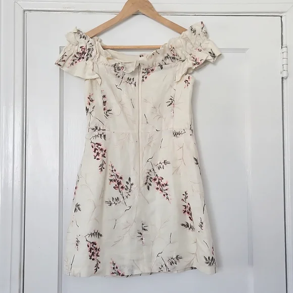 Rebecca Taylor Ivie Linen Off-Shoulder Embroidered Dress - Picture 3 of 5